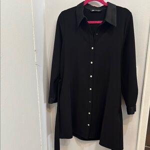 Zara Black Button-Up Shirt Dress